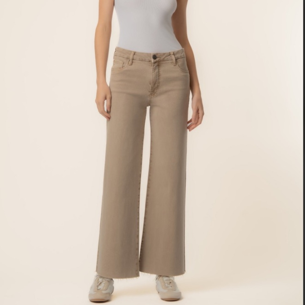 Kut From The Kloth Meg High Rise Fab AB Wide Leg Jeans in Chai